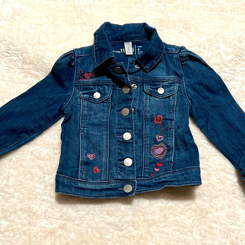 BABY GAP 1969 - Toddler Girl’s Classic Embroidered Jean Jacket (Size 4)